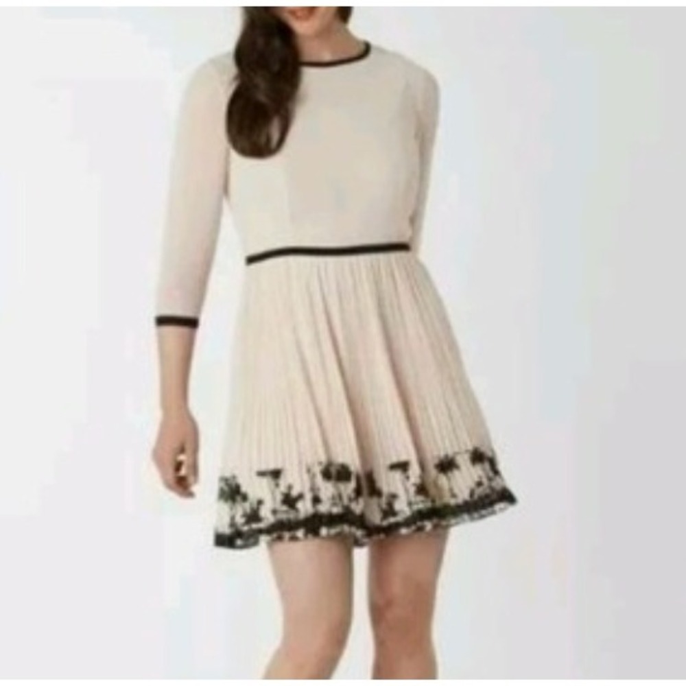 Ted Baker London Leiana Pleated Fit Flare Equestrian Dress in Pink sz 3 (US 8)